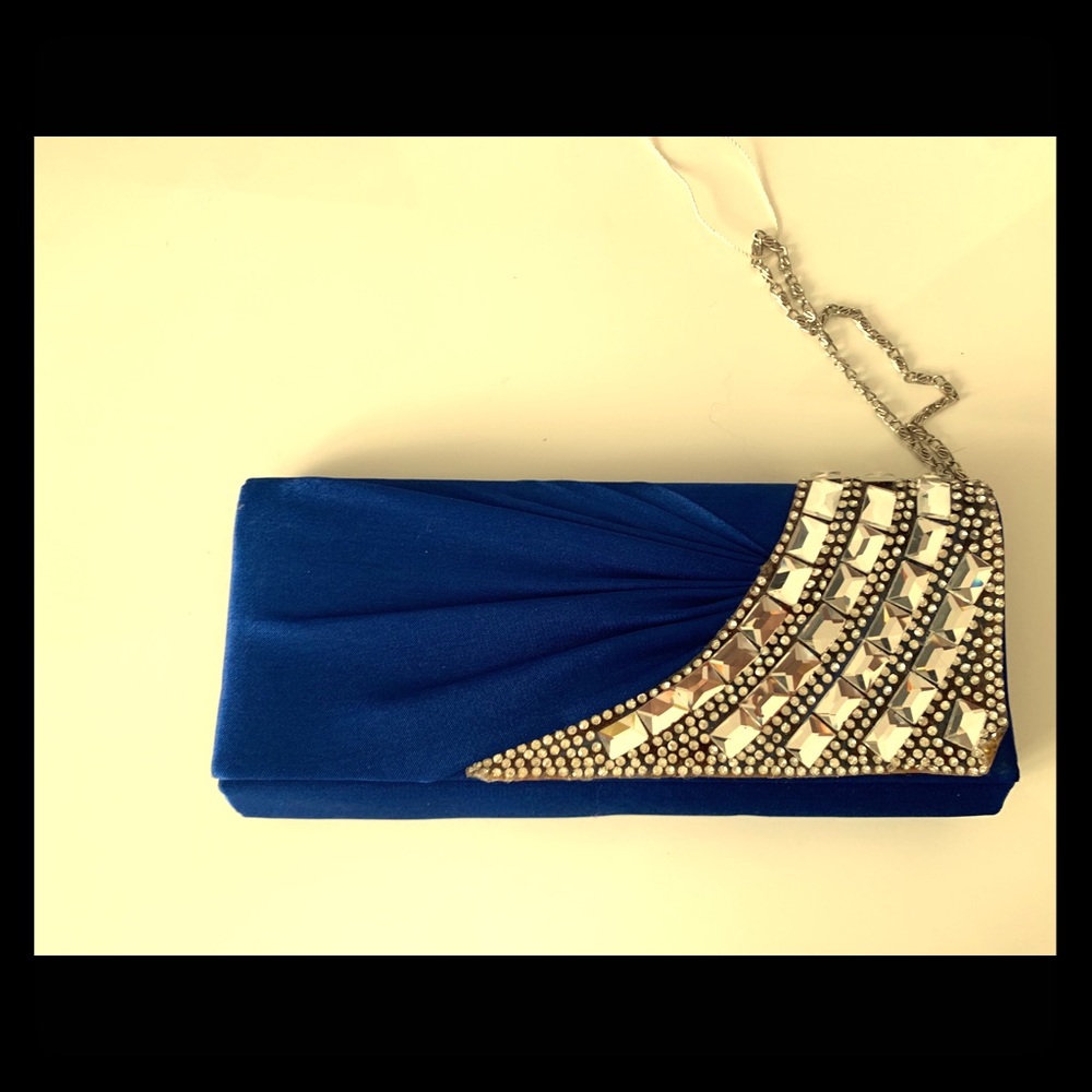 Vintage blue and crystal clutch